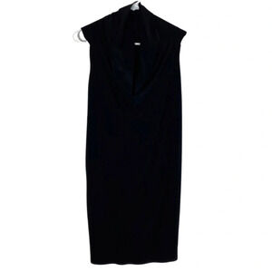 Norma Kamali Dress Women Small Cowl Neck Racerback Sleeveless Black Knit Stretch